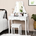 thumbnail image 2 of Gymax Vanity Dressing Table Set w/ 10 Dimmable Bulbs Touch Switch & Removable Box White, 2 of 10
