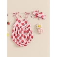 thumbnail image 5 of Musuos Baby Girl Summer Romper 3M 6M 12M 18M Cute Floral/Strawberry Print Sleeveless Tie Strap Bodysuit Newborn Playsuit, 5 of 10
