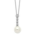 thumbnail image 3 of Sterling Silver Majestik Rhodium-plated 10-11mm Imitation Shell Pearl CZ Pendant Necklace, 3 of 6