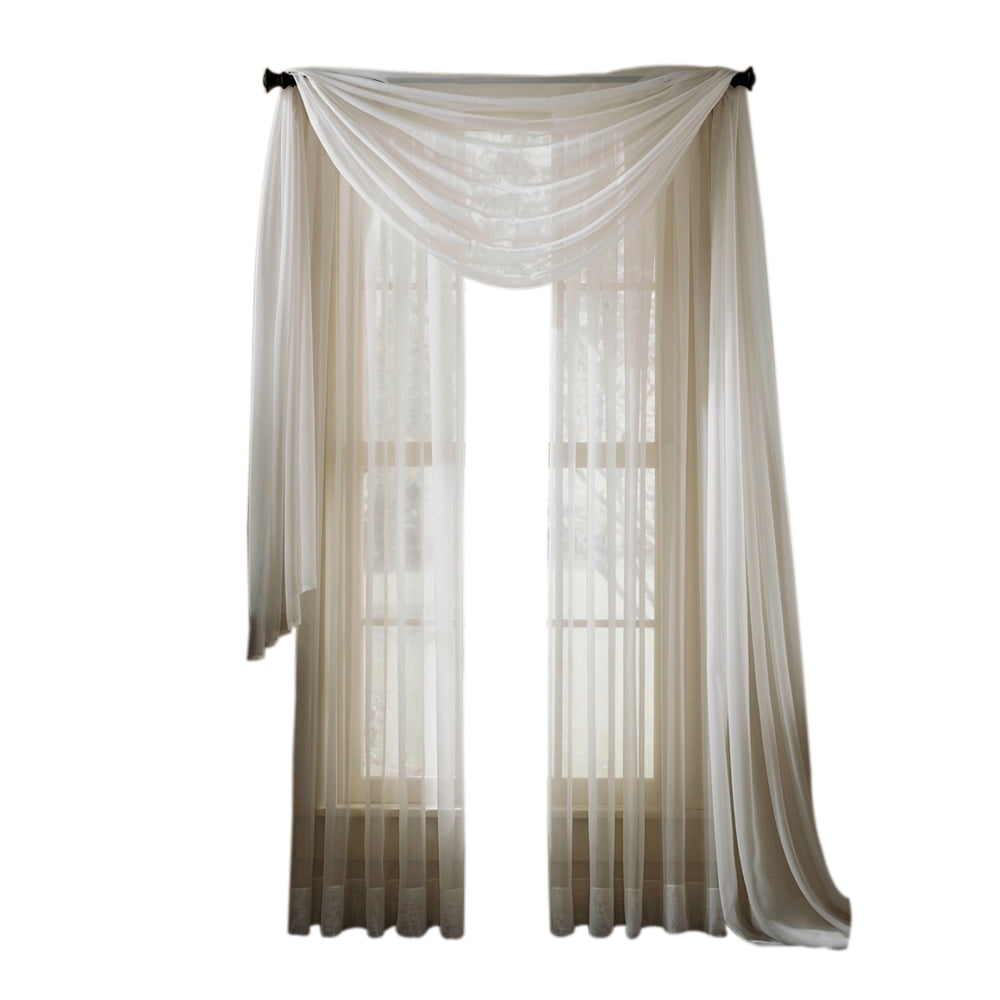 Moshells Home Decorative 216" Sheer Curtain Scarf, Beige