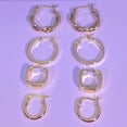 thumbnail image 4 of Gold Plated Hoop Earrings Set for Women,Small Hoop Earrings 4 Set with Silver Post, 4 of 10