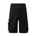 thumbnail image 2 of MRULIC jeans for men Male Summer Straight Solid Cargo Pant Elastic Waist Zipper Fly Pocket Shorts Cropped Pants Men Cargo Pants Black + XXL, 2 of 6
