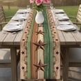thumbnail image 4 of Western Texas Star Vintage Table Runner - 70 Inch Long Retro Farmhouse Brown Green Wooden Cotton and Linen Blended Dress Scarves Farmhouse Table Runner for Kitchen Dining, Coffee Table, 13" x 70", 4 of 8