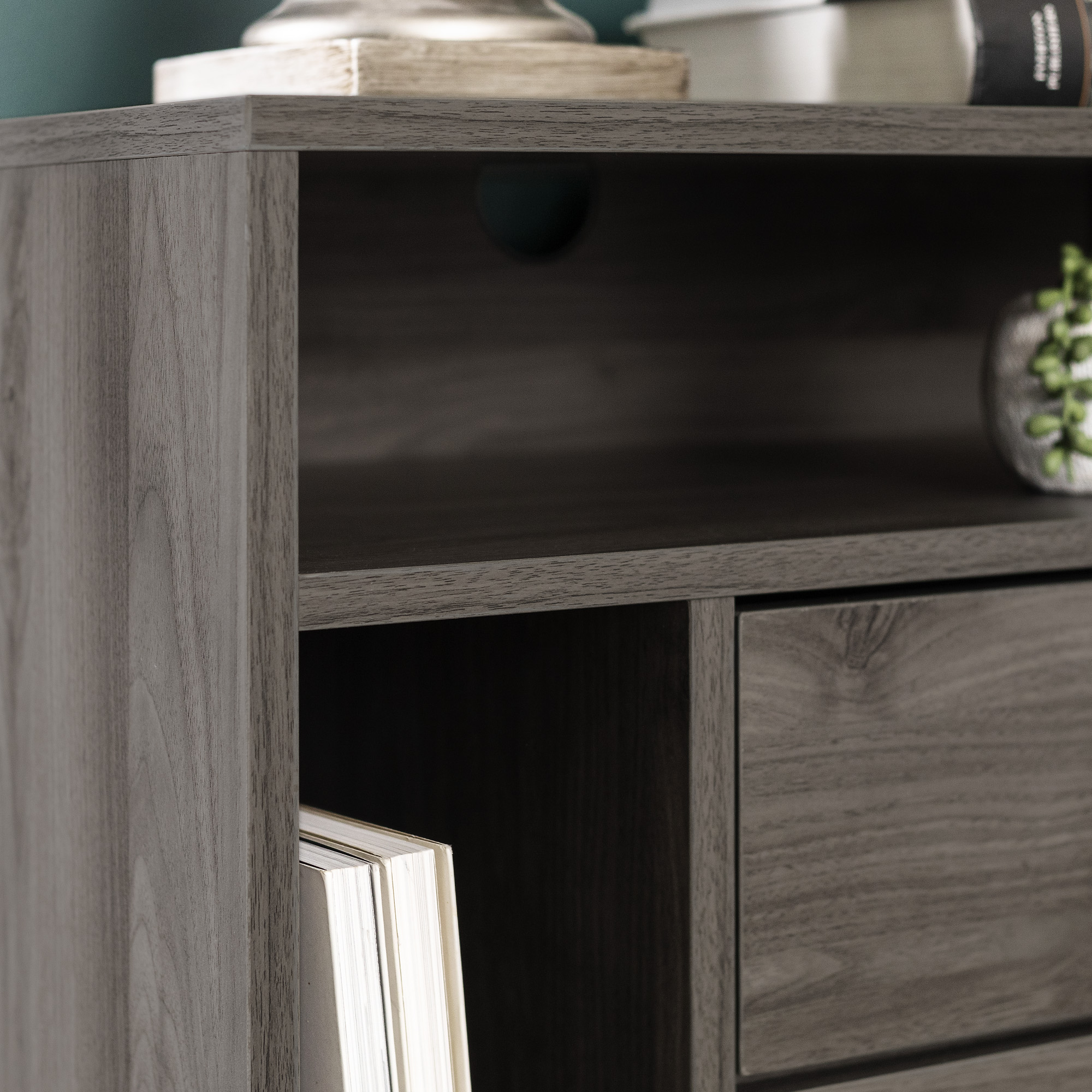 Manor Park Modern Nightstand with Drawers and Shelves, Slate Grey ...