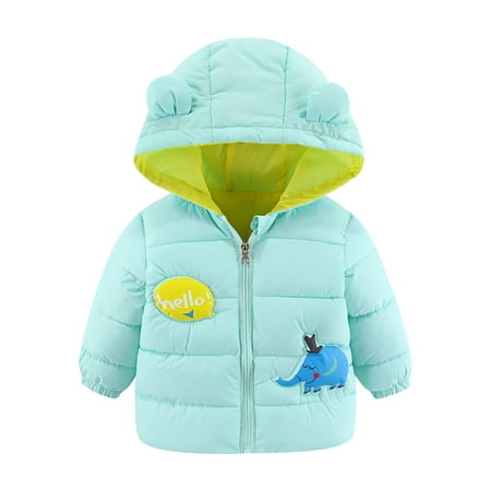 

Honeeladyy Winter Coats Winter Baby Girls Boys Cartoon Ear Hooded Thick Cotton Jacket Coat Mint Green Clearance under 10$