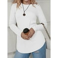thumbnail image 5 of JYLFC Womens Shirts Round Neck Long Tops Long Sleeve T-shirts, White M, 5 of 6