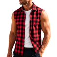 thumbnail image 5 of Atkumj Plaid Vest for Men Versatile Turn Down Collar Button Up Vest Fashion Loose Color Block Sleeveless Shirts for Men for Relaxed Daily Outfit S, 5 of 8