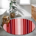 thumbnail image 4 of Red Vertical Striped Large Area Rugs for Bedroom Living Room, Soft Non Slip Carpet Bedside Rug, Farmhouse Minimalist Abstract Lines Round Floor Cover Kitchen Accent Rug 4' for Dining Room/Office, 4 of 9