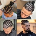 thumbnail image 4 of Cornrow Box Braided Toupee for Men Human Hair Pieces Breathable Lace With PU Replacement System Hair #1B, 4 of 7