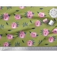 thumbnail image 3 of Soimoi Green Viscose Chiffon Fabric Leaves & Ranunculus Floral Print Fabric by the Yard 42 Inch Wide, 3 of 3