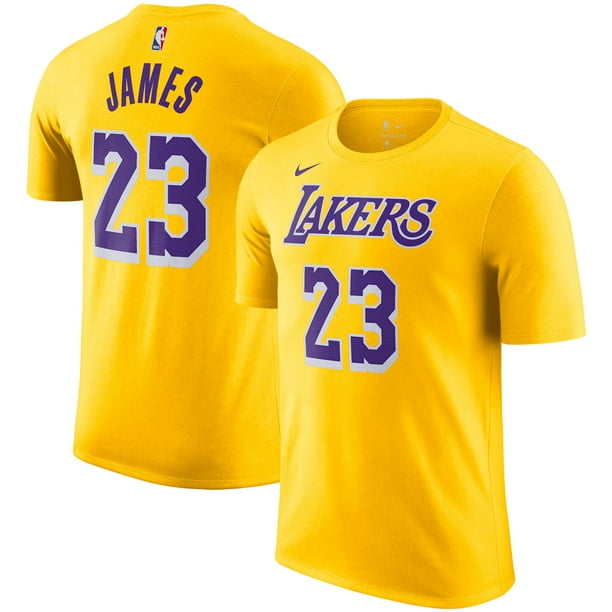 LeBron James Los Angeles Lakers Nike Name & Number T-Shirt - Gold - Walmart.com - Walmart.com
