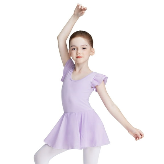 Daydance Toddler Girls Ballet Tutu Skirt Ruffle Sleeve Dance Dress Dancewear