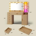 thumbnail image 6 of Afuhokles Fluted Vanity Desk with Lighted Mirror and Charging Station, Makeup Vanity with Shelves and 6 Drawers for Bedroom, Oak, 6 of 9
