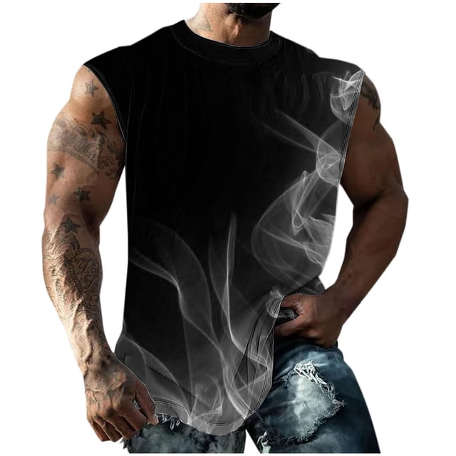 Gilet Sans Manches pour Hommes Chandail Décontracté Col Rond Motif Imprimé 100 % Polyester