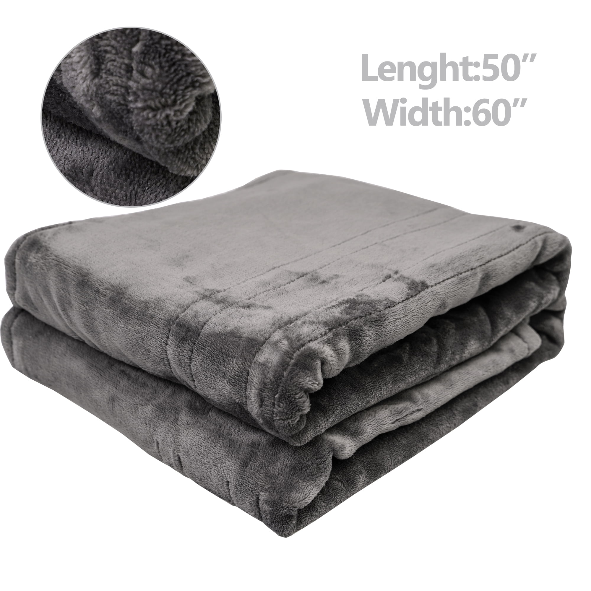 CozyHom Heated Electric Throw Blanket, Electric Throw 50"x 60" Double-Layer Flannel with 4 Hours Auto-Off 4 Heat Settings ETL Certified For Home & Office, Grey