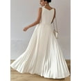thumbnail image 5 of Women'S Maxi Dress Sleeveless Pleated A Line Mock Neck Flowy Long Dresses White S, 5 of 8