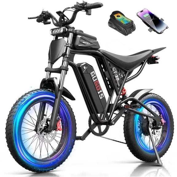 GugoIs 2000W Peak Electric Bike for Adults, 20" * 4.0 Electric Mountain Bike, 48V 20Ah Removable Battery Fat Tire Ebike, Full Suspension with Phone Holder & Bag, off-road, UL2849