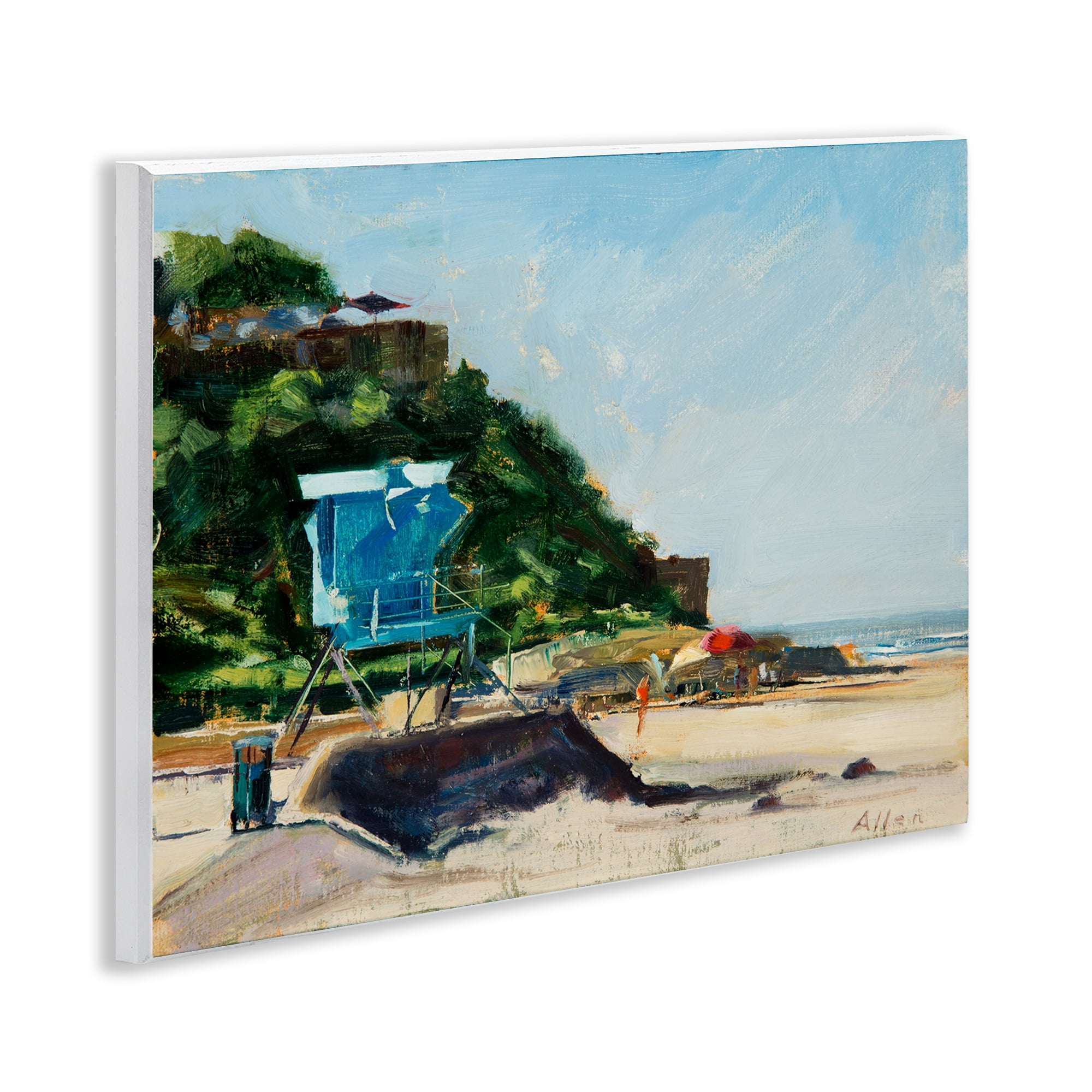 Stupell Industries Beach Guard Tower Landscape & Nature Painting Unframed Art Print Wall Art, 14 x 11