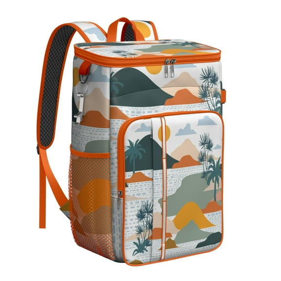 Exotic Palm Tree Soft Cooler Bag - 20L Leakproof Camping Cooler Backpack with Multiple Pockets for Travel & Beach Vacation