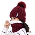 thumbnail image 1 of 2PCS Set Winter Women Ladies Wooly Thick Knit Hat And Scarf Set knitted Woollen, 1 of 5
