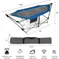 thumbnail image 2 of YANG2 Portable Folding Hammock, Lounge Camping Bed with Hammock Stand, Indoor & Outdoor Hammocks w/Side Pocket, Anti-tip Buckles & Iron Stand for Camping Outdoor Patio Yard Beach (Blue), 2 of 9
