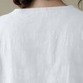 thumbnail image 5 of Summer Womens Tops 2025 Cotton and Linen Plus Size Solid Color Button Half V-neck Shirt Short Sleeved V-neck Shirt, 5 of 5