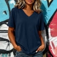 thumbnail image 2 of VBVC Women's V Neck Short Sleeve T-Shirt , Ladies' Loose Fit Breathable Casual Tee , Lightweight Basic Summer Tops For Women,Navy,S-2XL, 2 of 7