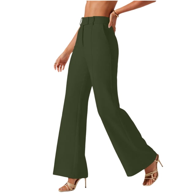 Trabajo Yoga Pantalones para Mujeres Oficina Color Sólido Cintura Elástica Pierna Recta Pantalones Casuales