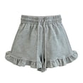 thumbnail image 2 of StSilkitty Girls Ruffle Shorts Solid Color Mid Waist Drawstring Elastic Shorts Summer Beach Casual Shorts, 2 of 7