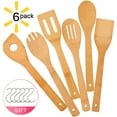 thumbnail image 1 of Kitchen Cooking Utensils Set,6 Pcs Bamboo Wooden Spoons & Spatula Kitchen Cooking Tools for Nonstick Cookware and Wok, 1 of 8