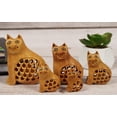thumbnail image 6 of IBA Indianbeautifulart Wooden Undercut Cat Beautiful Handmade Carving Animal Figurines Decorations Set Of 5 Home & Table Top Decoration, 6 of 6