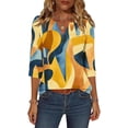 thumbnail image 5 of Ruimatai Women's Casual V Neck Blouses 3/4 Sleeve Pleated Tunic Tops for Summer Daily Work Wear, 5 of 8