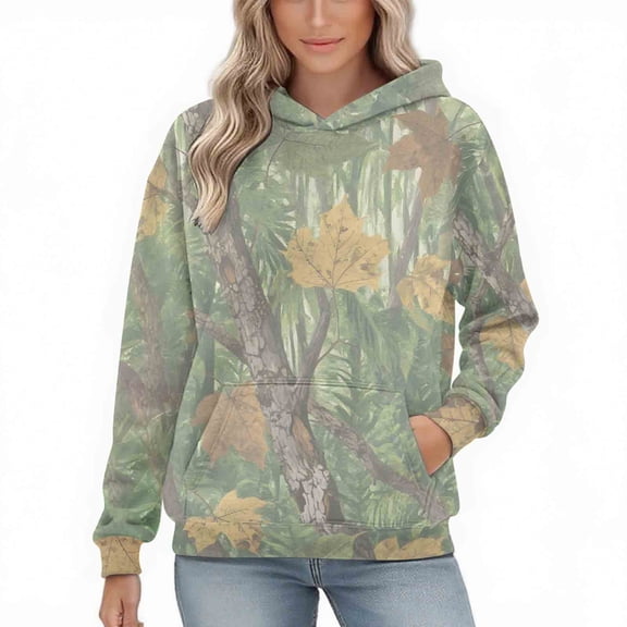 Womens Camo Hoodies Oversized Maple Leaf Fleece Pullover Sweatshirts Long Sleeve Unisex Mens Shirts Tops, 3XL Camouflage