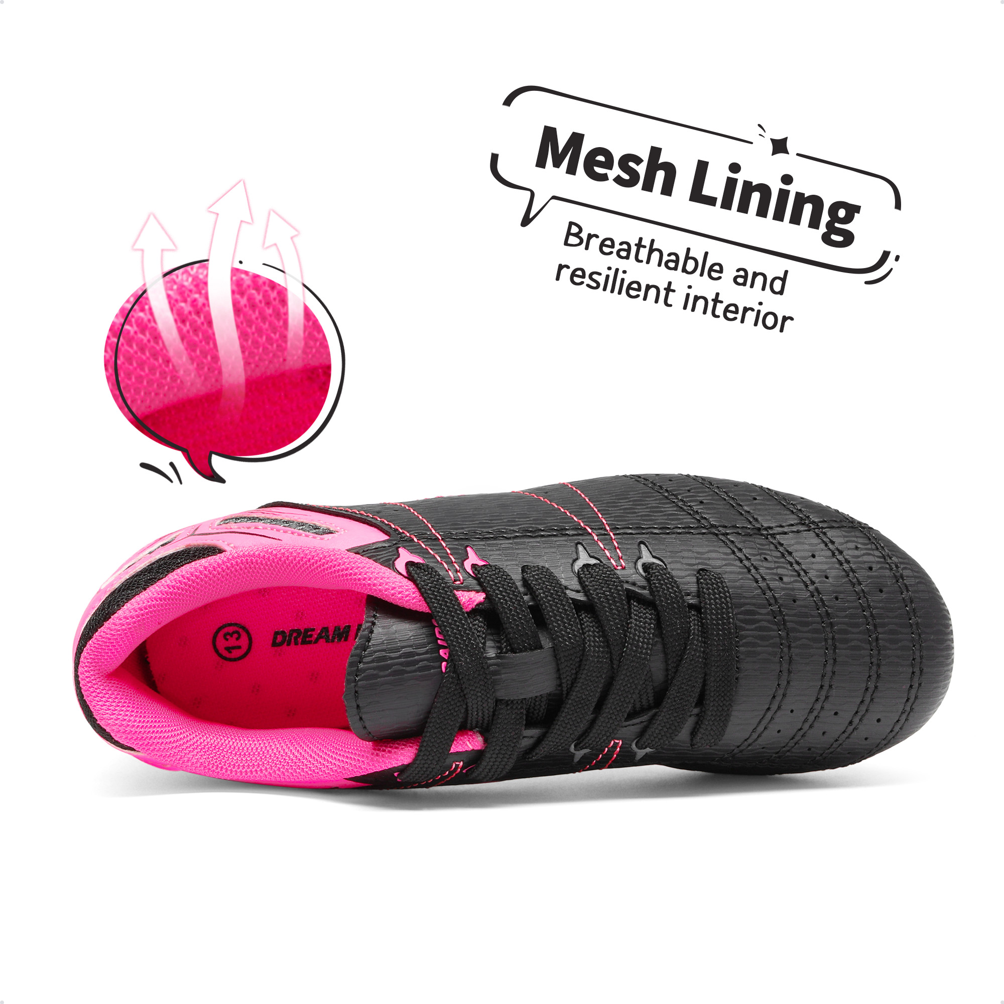 Burudani Kids' Soccer Cleats Black Fuchsia Size 12 photo 3