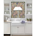 thumbnail image 3 of Green Boho Flower Swag Kitchen Curtains Sets for Windows 24 Inch Length, Spring Watercolor Country Floral Plant Short Window Curtain Panels Swags Valances and Tiers 3 Piece Set for Cafe/Dining Room, 3 of 5