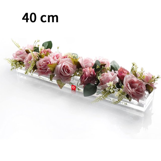 Clear Acrylic Rectangular Flower Box Unbreakable Acrylic Desktop Easy Cleaning Vase for Home Wedding Dining Table Decor