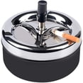 thumbnail image 3 of Cenicero de cigarrillos de mesa moderno de acero inoxidable con empuje hacia abajo con bandeja giratoria, cenicero de cigarrillos para uso en interiores o exteriores, soporte para cenizas para fumadores, cenicero para fumar de escritorio para oficina en casa, 3 of 6