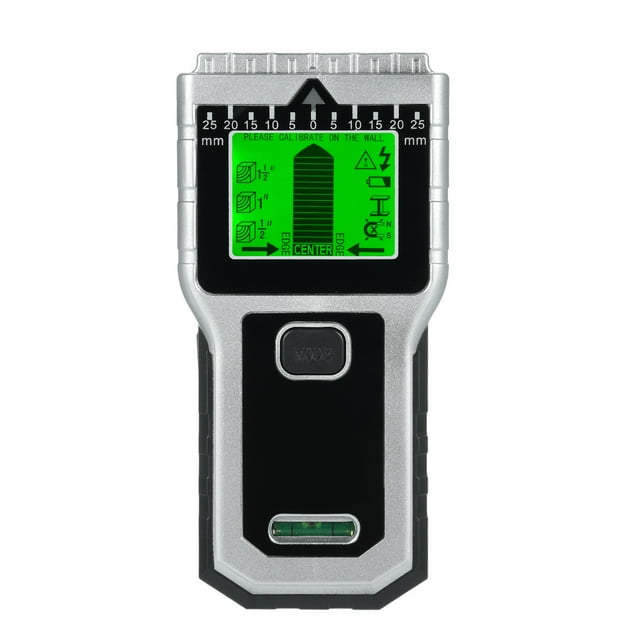 Graflsoa Multifunctional Wall Scanner T30: 5 Modes, 2 Tools (Ruler & Level), Detects Studs, Metal, Wood, Wires, Rebar - Silver, Battery Included