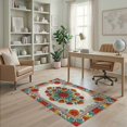 thumbnail image 2 of ODIKA 4'x6' Washable Area Rug Non-Slip, Chair-Friendly, Flatwoven Door Scroll Lgbt Striped Bold Motif Interlocking Doormat Welcome Refined for Home Office, Under Desk, 2 of 7