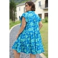 thumbnail image 4 of a.Jesdani Robe Mini Chic Grande Taille - Manches Volantées à Motif Floral, Fleur Bleue, 4 of 8
