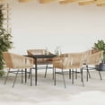 thumbnail image 3 of vidaXL 5 Piece Patio Dining Set with Cushions Brown Poly Rattan Glass, 3 of 10