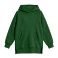 thumbnail image 5 of Qingpeng Big Kids Side Slit Hooded Pullover Top Longline Long Sleeve Sweatshirt with Front Pocket, 5 of 8