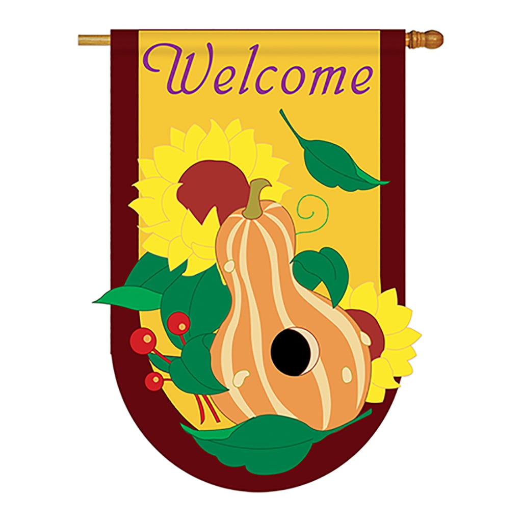 Two Group H113025-P2 Harvest Fall & Autumn Applique Decorative Vertical