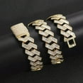 thumbnail image 3 of QQTDFG 20mm Wide Men Cuban Link Chain Iced Flooded CZ Hip Hop Bracelet Necklace A9416-Gold Plated-Necklace - 20" - 50 cm, 3 of 6