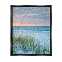 Stupell Industries Coastal Sea Grass Sprigs Beach Shore Photograph Jet Black Floating Framed Canvas Print Wall Art, Design by Mary Lou Photography