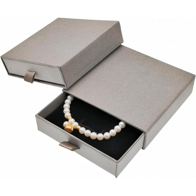GymRichy 2 Pack Jewelry Gift Boxes Cardboard Jewelry Boxes, 4 x 4 x 1.4 Inch Small Gift Boxes for Jewelry Earrings Necklaces Handmade Bangles Bracelets (Grey)