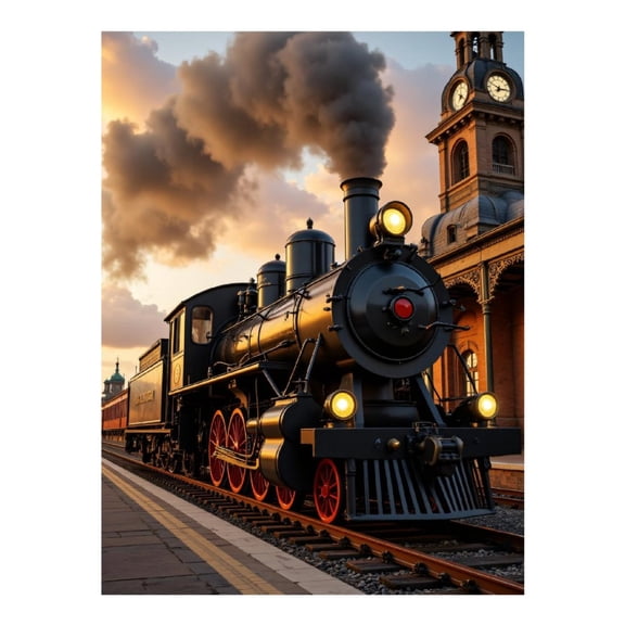Diamond Art Kits for Adults, Train Vintage Railway Station 5D Diamond Painting Kits for Adults Beginners, DIY Full Drill Diamond Painting, Gem Art and Crafts 12x16