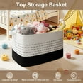 thumbnail image 3 of 108L Extra Large Blanket Basket, 25”x16”x16” Rectangle Woven Cotton Rope Baskets for for Living Room, Toy Storage with Handle- Gradient Black, 3 of 13