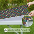 thumbnail image 6 of Multicolor Bigfoot Pattern Square Fitted Tablecloth with Elastic Edge,Square Table Cover,Washable Elastic Table Cover for Home Kitchen Party Decor 36"x36", 6 of 6