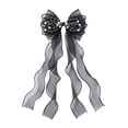 thumbnail image 4 of Bmisegm Bow Hair Clip Mesh Pearl Bow Long Flowing Ribbon Hair Clip Braid Wedding Headwear for Girls Black_002, 4 of 6